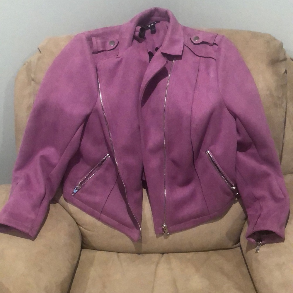 EUC Torrid Size 1 Lavender Suede Bomber Jacket
